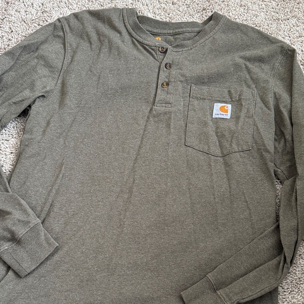 Carhartt Men's Long Sleeve Olive Henley
